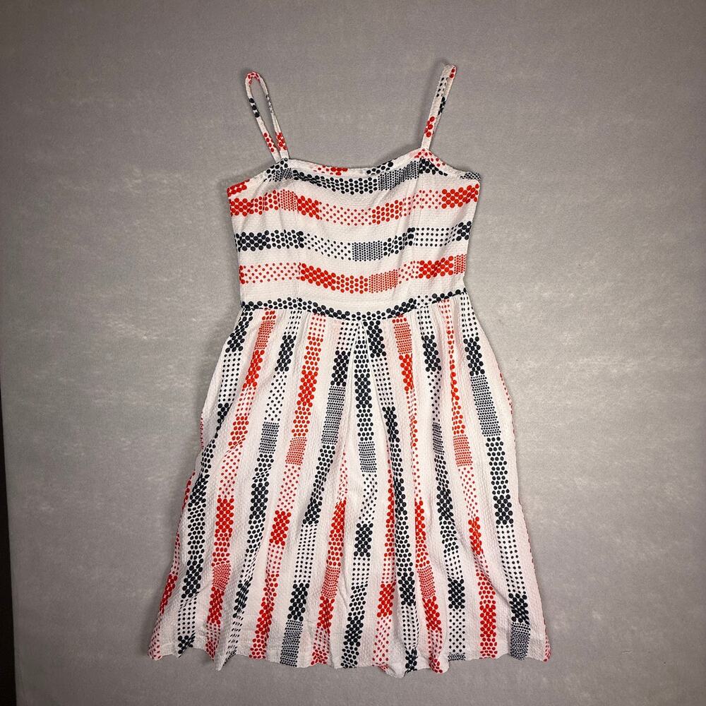 BROOKS BROTHERS Red Fleece cotton sundress - midi July 4 red/white/blue size 8